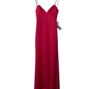 Hot pink ling prom dress with slit
